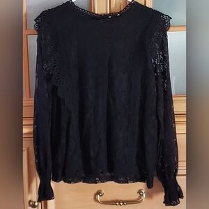 Elegant Black Lace Women's Top